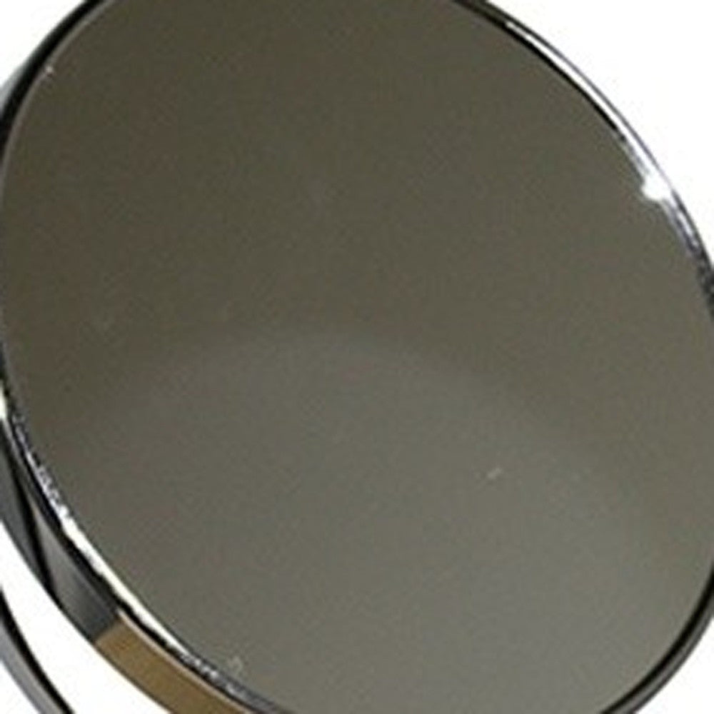 Silver Round Makeup Shaving Tabletop Metal Mirror