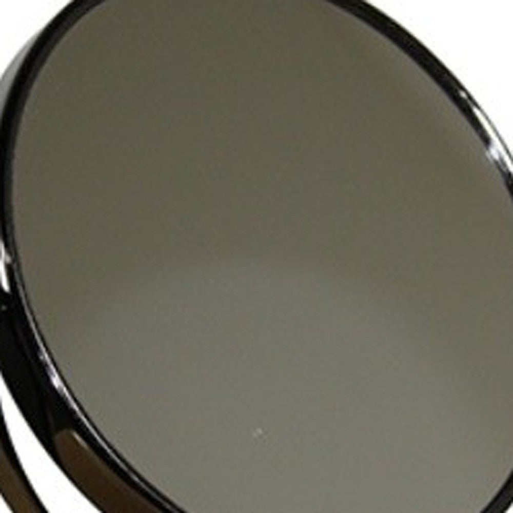 Black Round Makeup Shaving Tabletop Metal Mirror