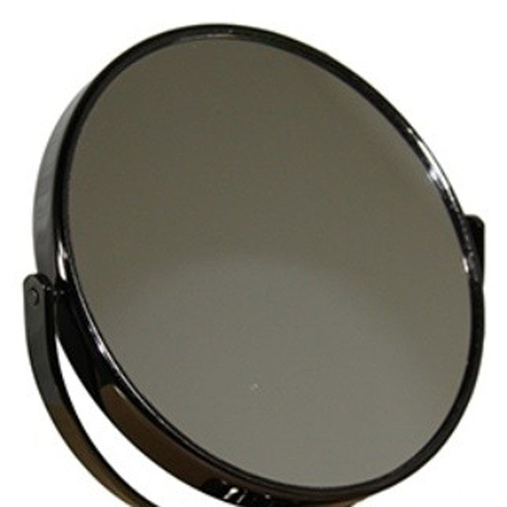 Black Round Makeup Shaving Tabletop Metal Mirror