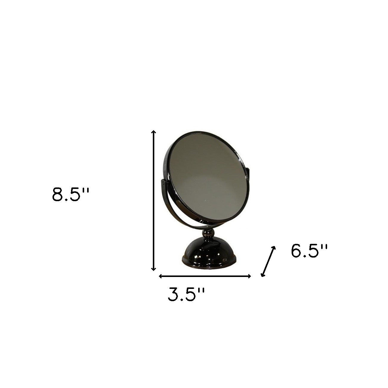 Black Round Makeup Shaving Tabletop Metal Mirror