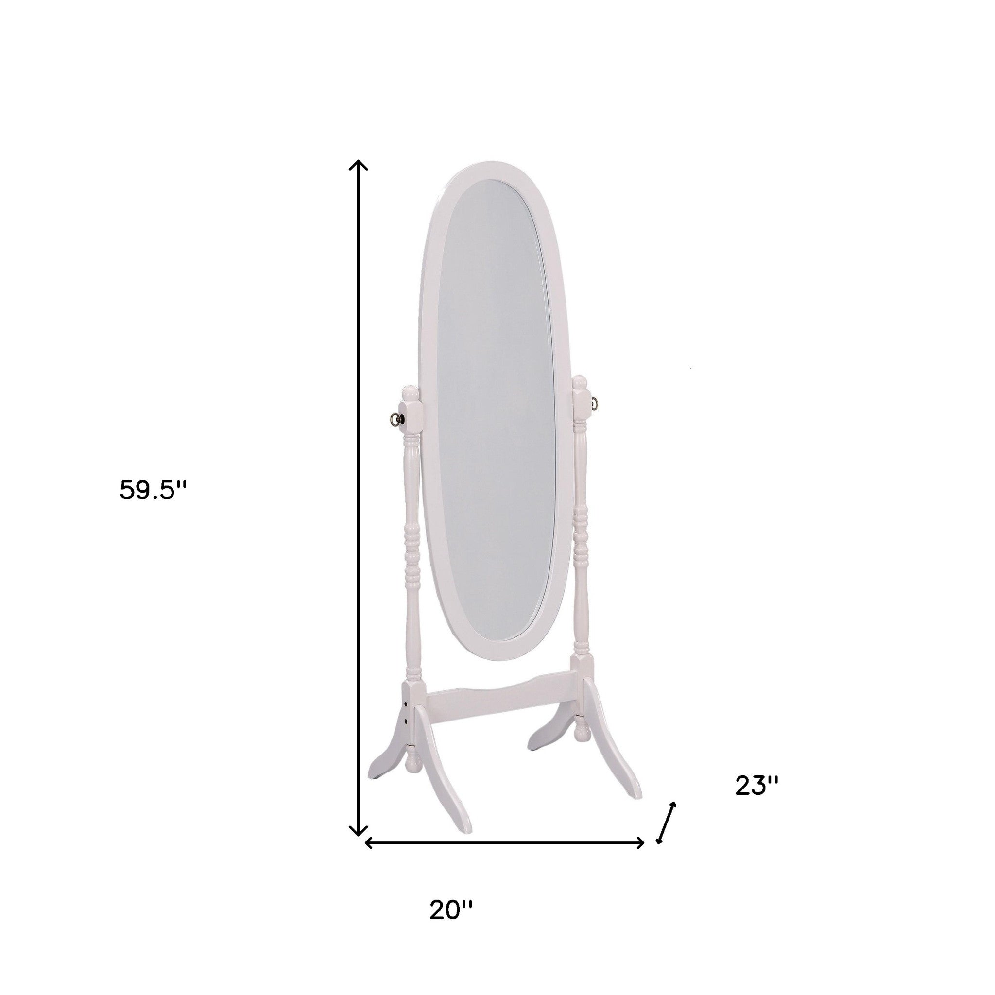 White Oval Cheval Standing Mirror