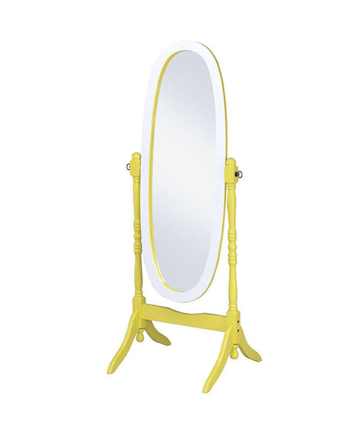 Yellow Oval Cheval Standing Solid Wood Mirror