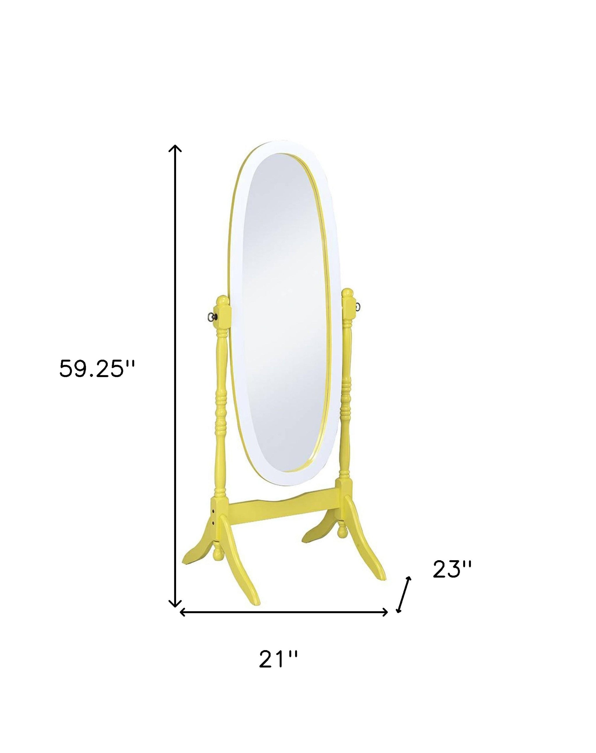 Yellow Oval Cheval Standing Solid Wood Mirror