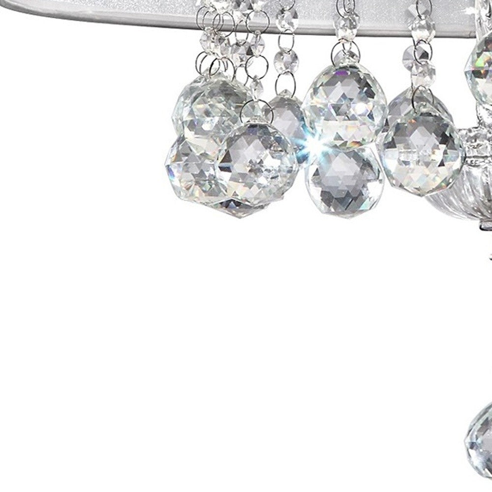 Chic Silver Ceiling Lamp with Crystal Accents and Silver Shade