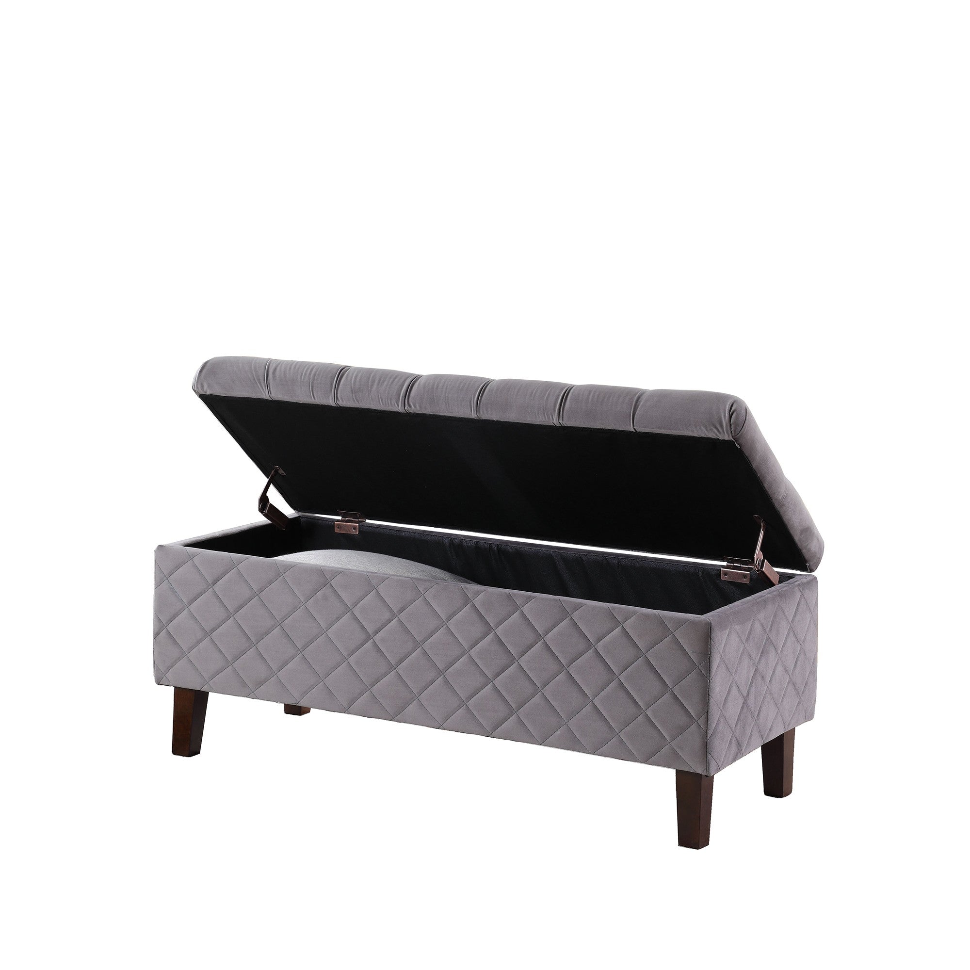 17" Dark Brown And Gray 100% Polyester Entryway Bench With Flip Top