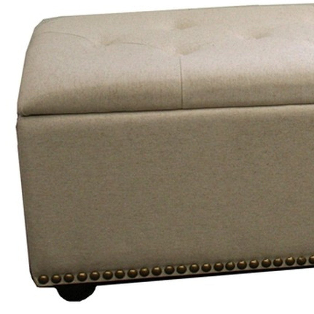 Beige Nailhead Storage Bench Ottoman Four Piece Set