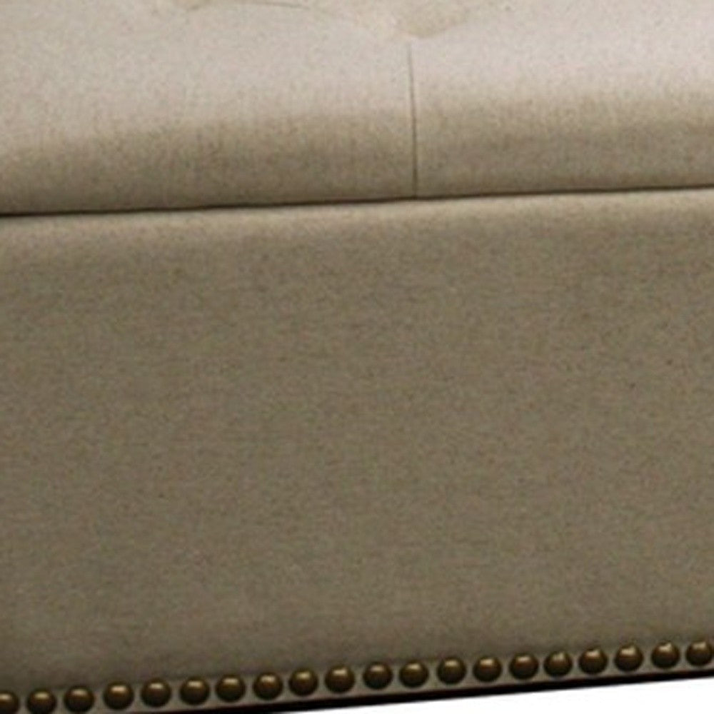 Beige Nailhead Storage Bench Ottoman Four Piece Set