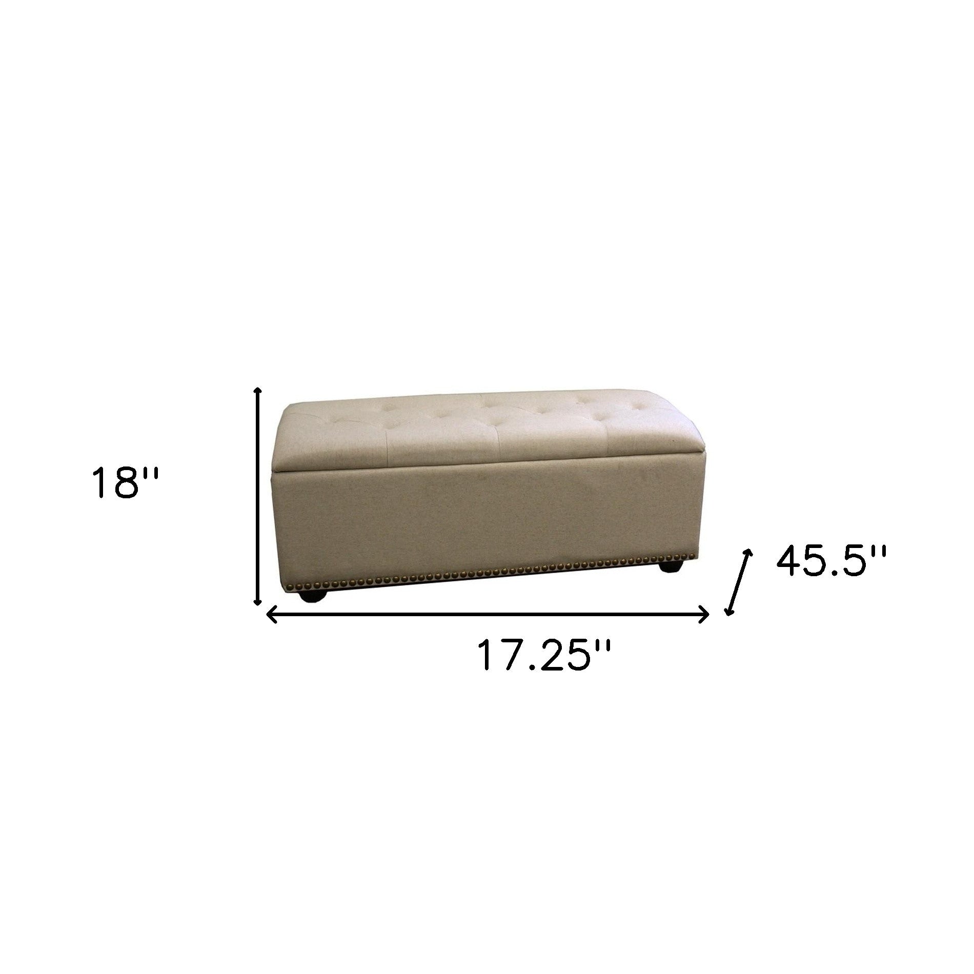 Beige Nailhead Storage Bench Ottoman Four Piece Set