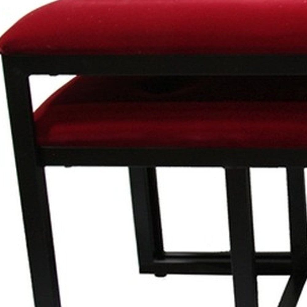 Modern Black and Red Metal Three Piece Bench Set