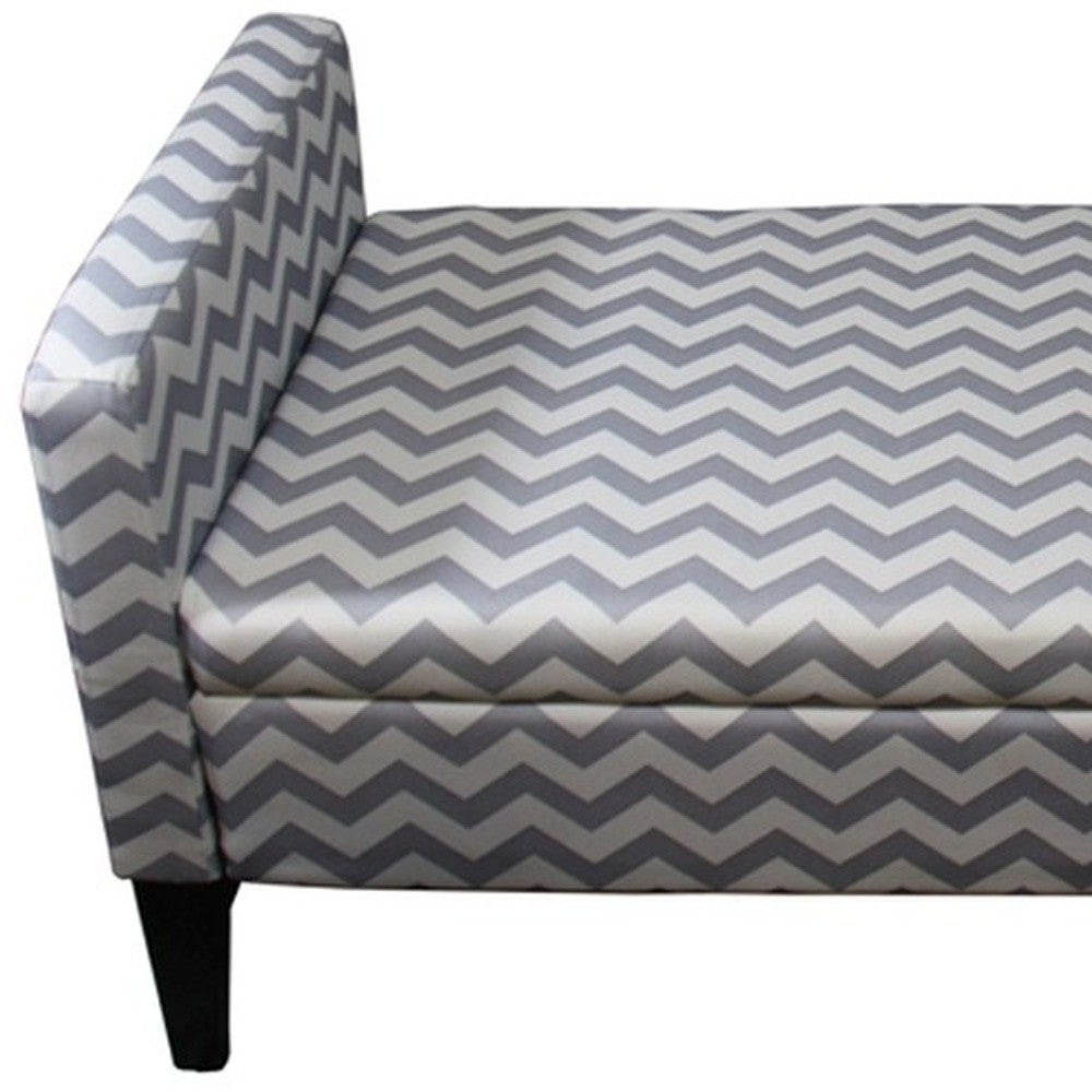 Modern Gray and White Chevron Print Storage Bench