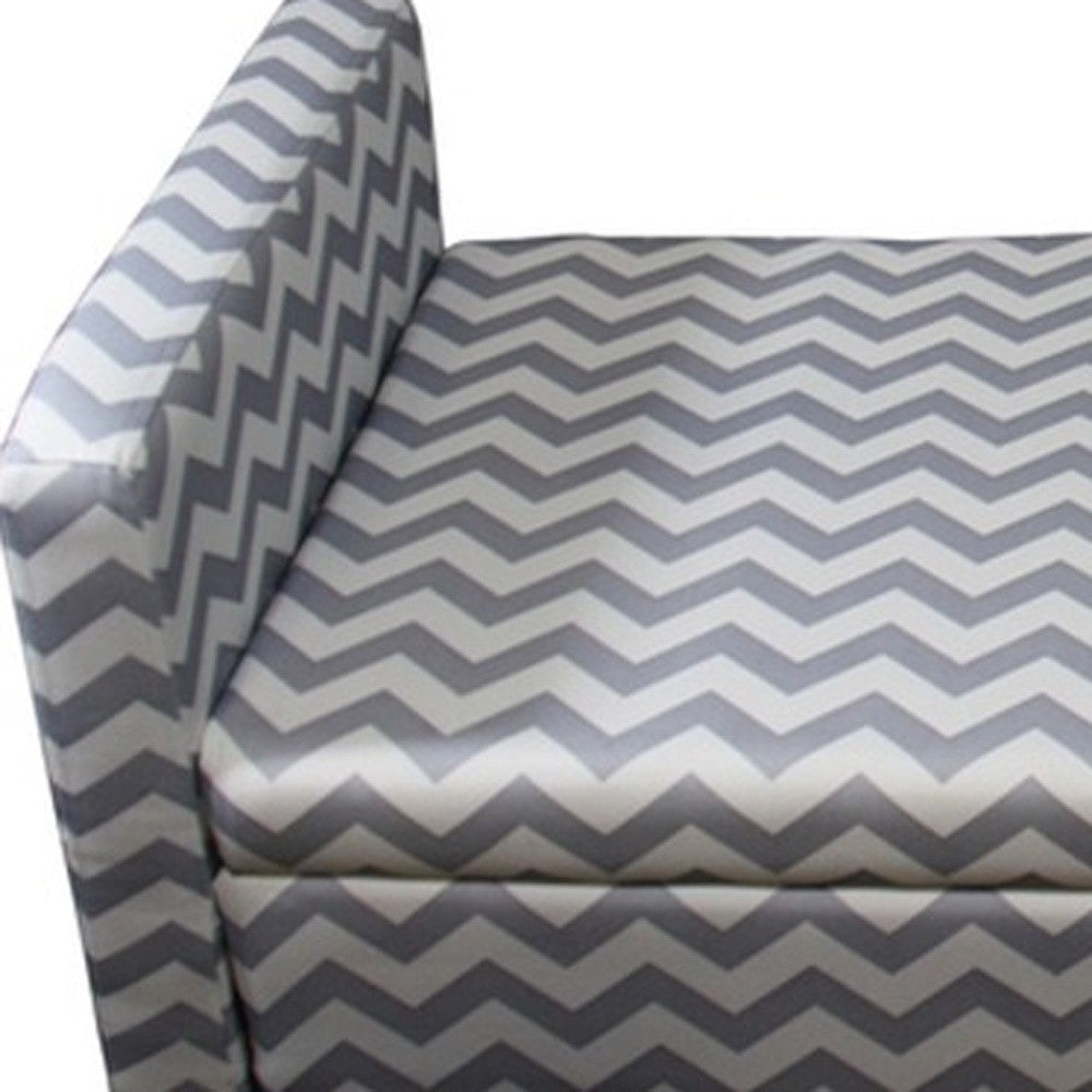 Modern Gray and White Chevron Print Storage Bench