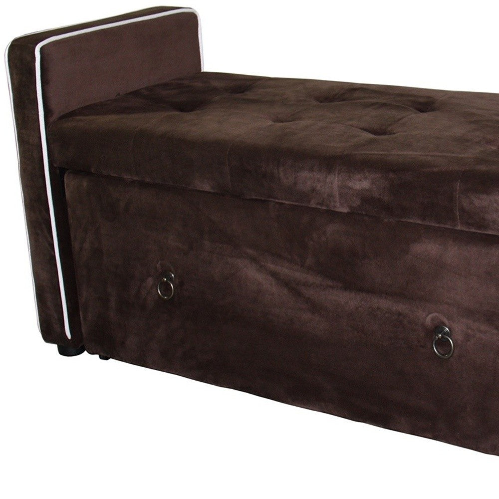 Brown Suede Shoe Storage Bench with Drawer