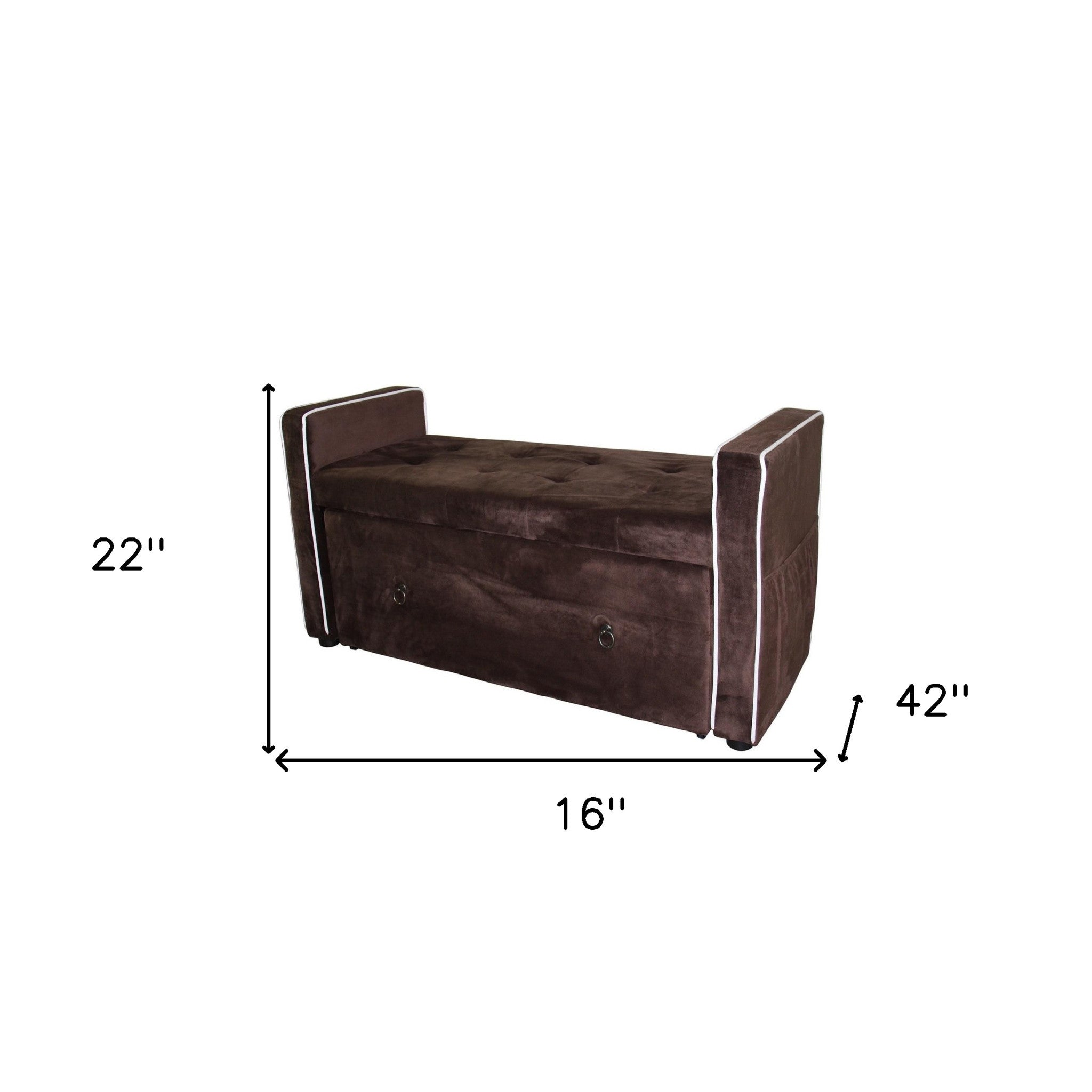 Brown Suede Shoe Storage Bench with Drawer