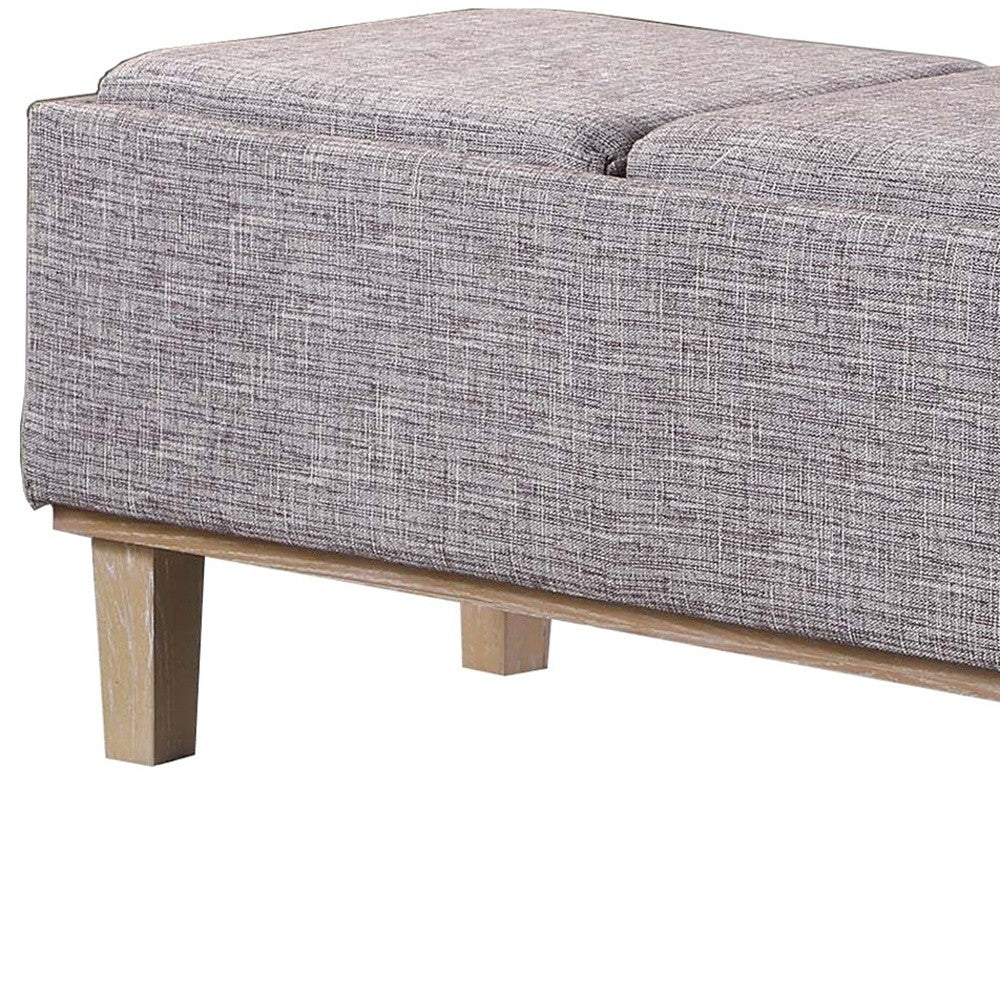 17" Wood Brown And Gray Upholstered 100% Polyester Entryway Bench With Flip Top