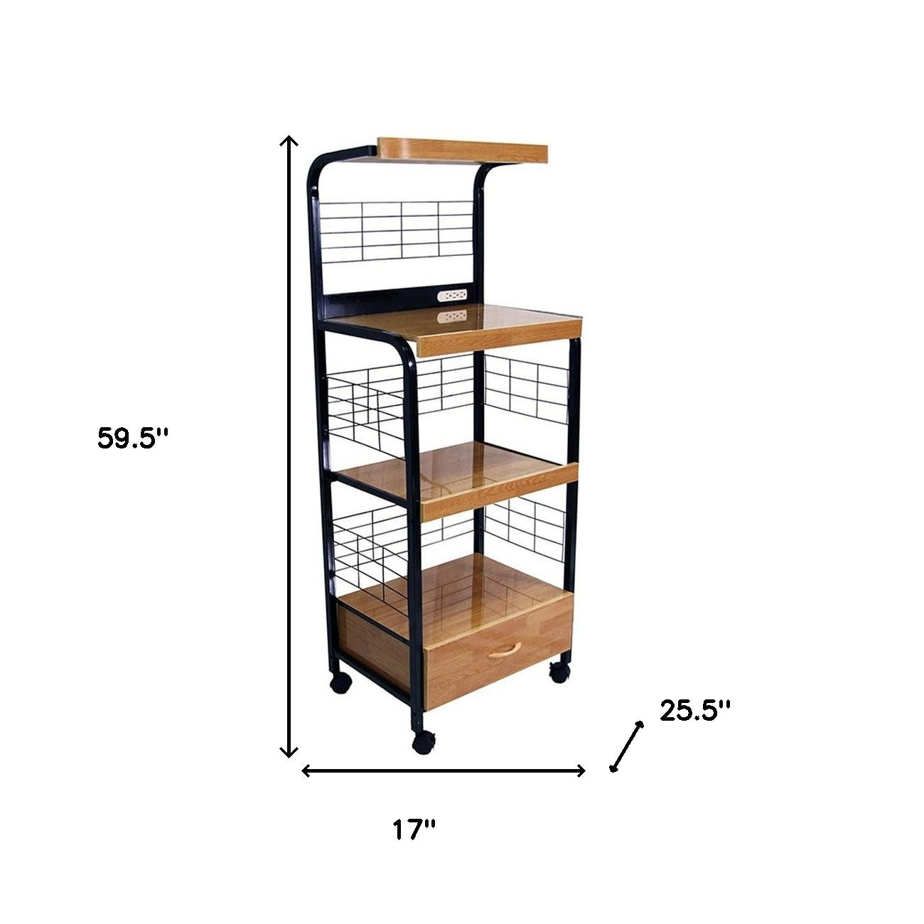 Mod Black and Natural Microwave Kitchen Cart