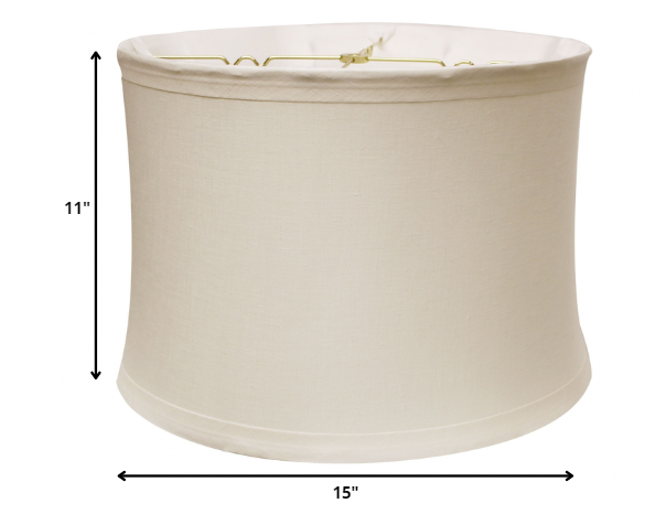 15" Snow Drum Trimmed Linen Lampshade