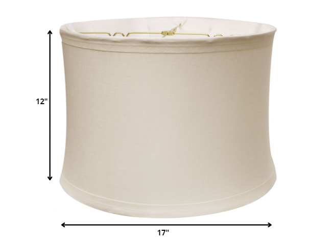 17" Snow Drum Trimmed Linen Lampshade