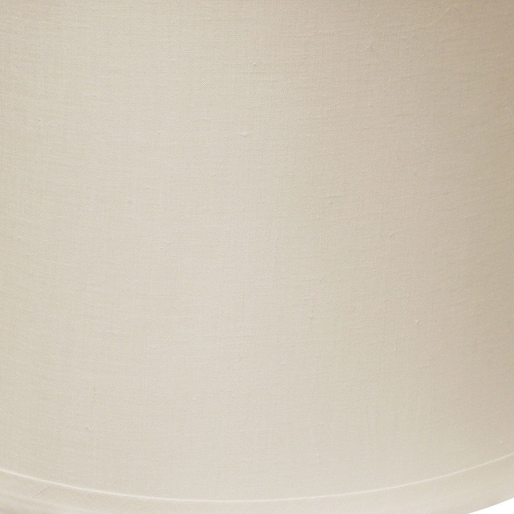 17" Snow Drum Trimmed Linen Lampshade