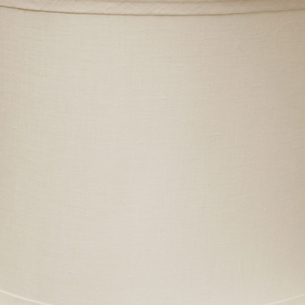 17" Snow Drum Trimmed Linen Lampshade