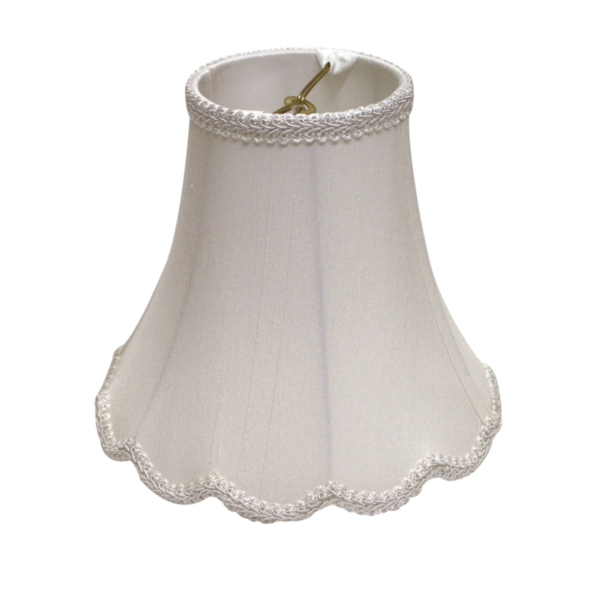 8" White Slanted Scallop Bell Monay Shantung Lampshade