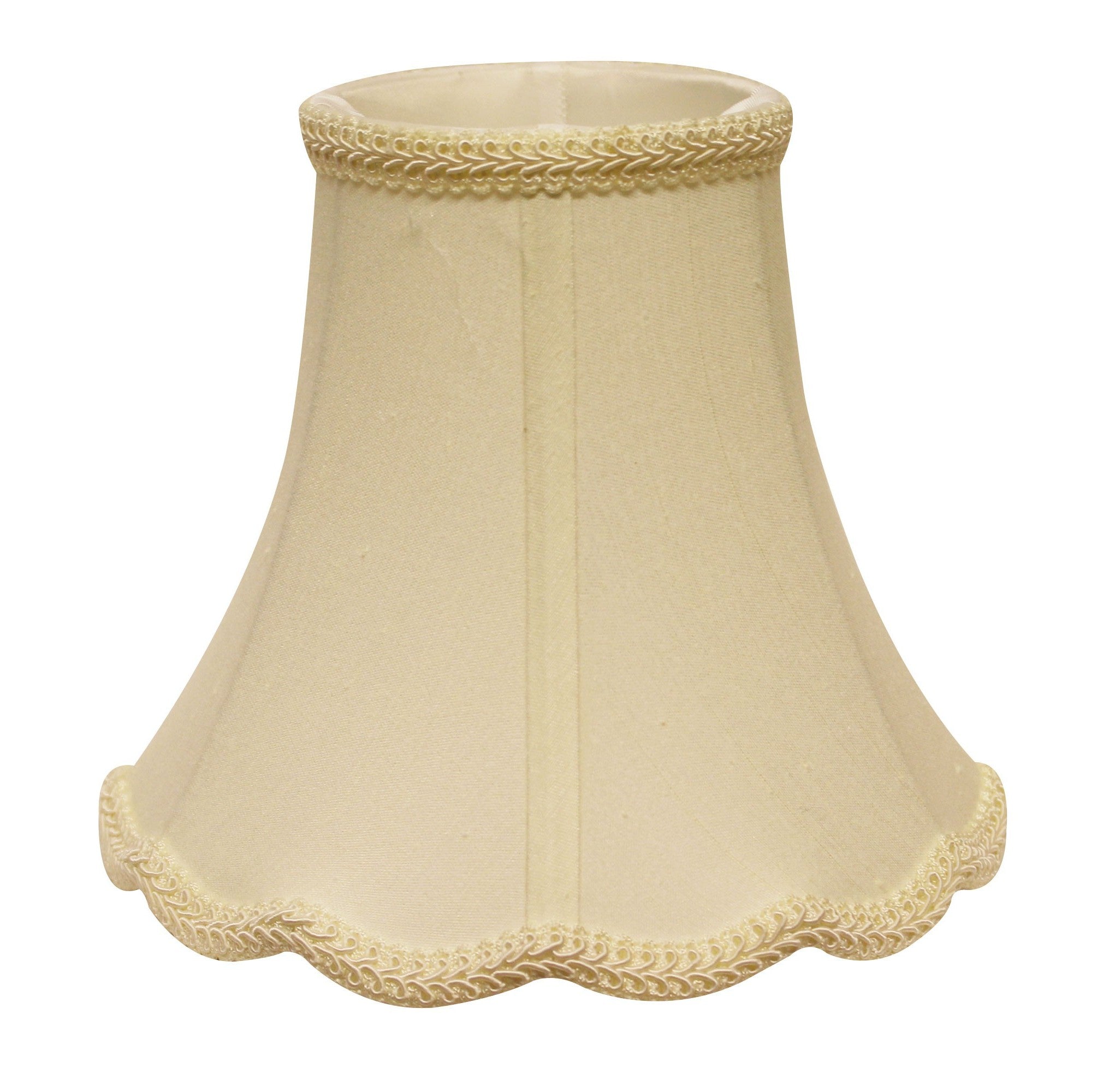 16" Ivory Slanted Scallop Bell Monay Shantung Lampshade