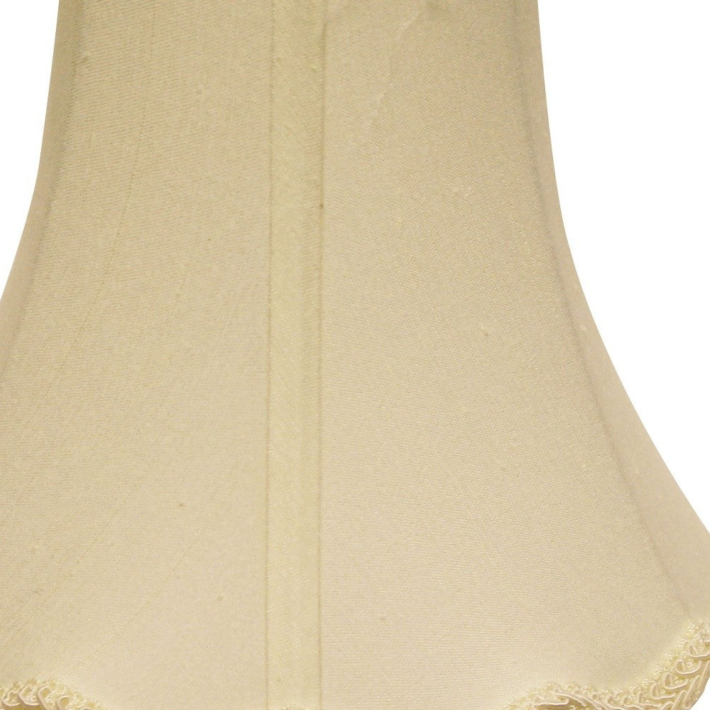 16" Ivory Slanted Scallop Bell Monay Shantung Lampshade