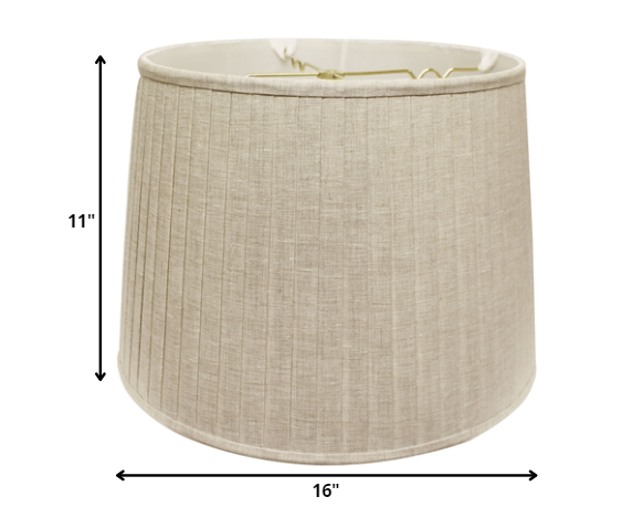 16" Cream Paperback Linen Lampshade with Side Pleats