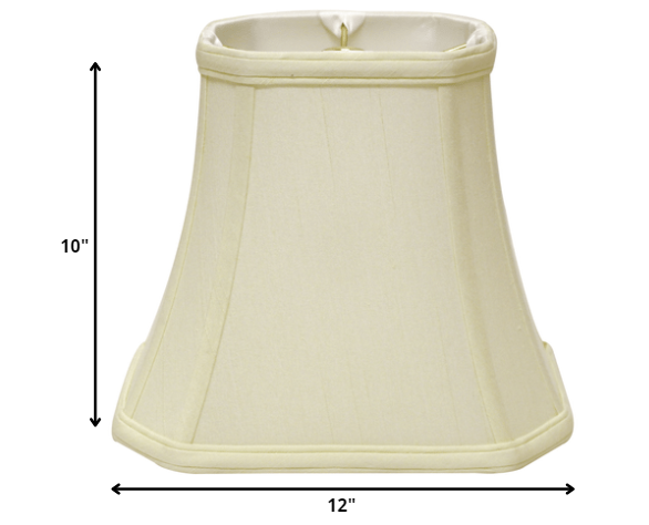 12" Ivory Slanted Rectangle Bell Monay Shantung Lampshade