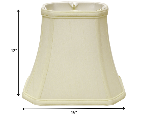 16" Ivory Slanted Rectangle Bell Monay Shantung Lampshade