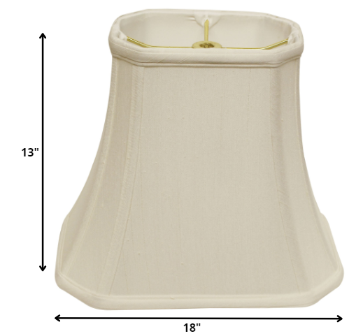 18" White Slanted Rectange Bell Monay Shantung Lampshade