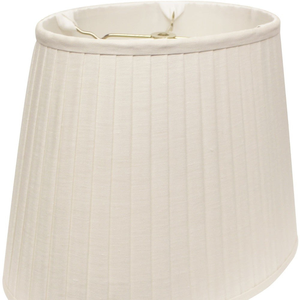 14" White Slanted Oval Paperback Linen Lampshade