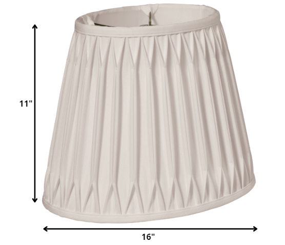 16" Cream Oval Smocked Pleat Paperback Shantung Lampshade