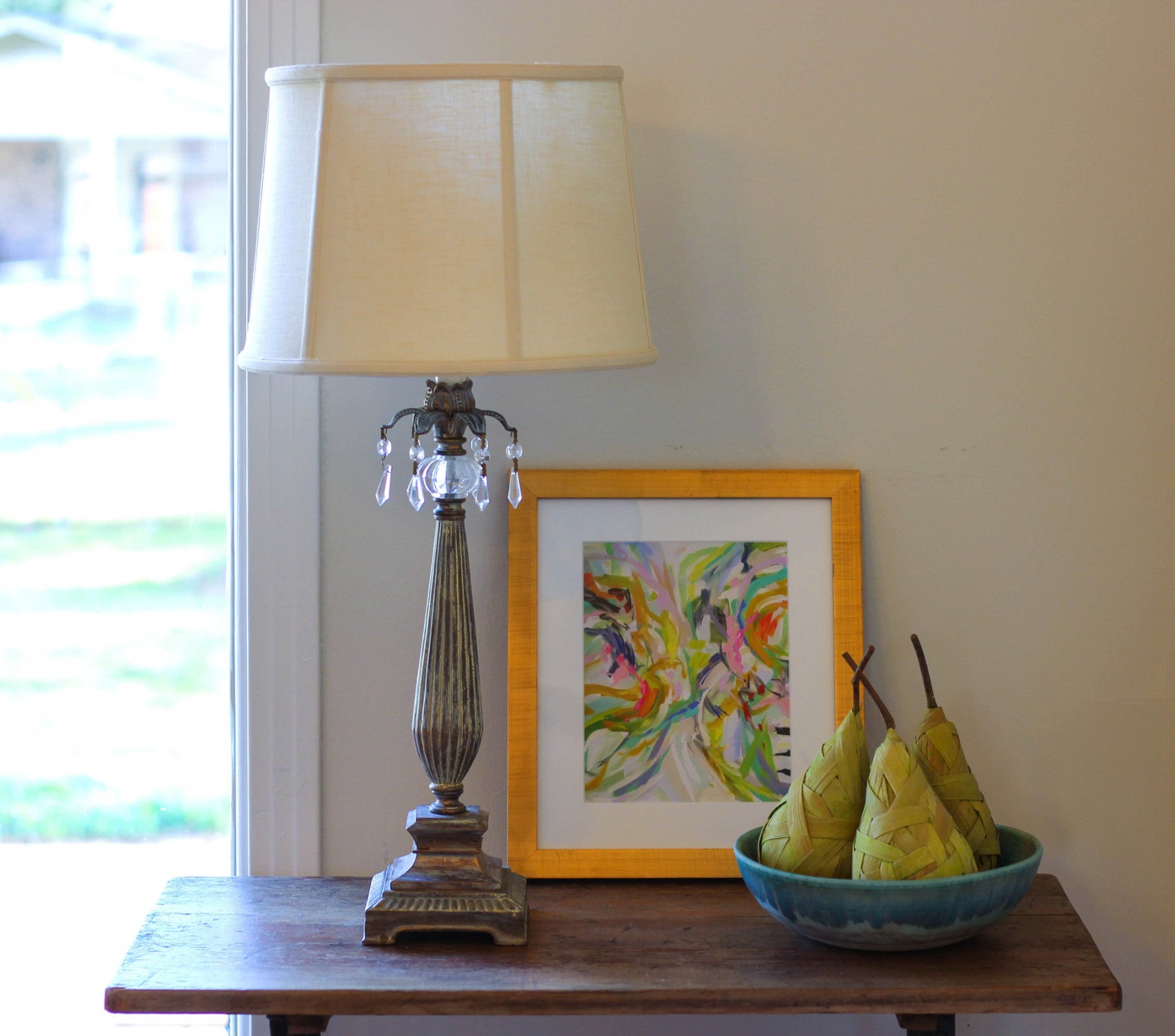 13" Pale Brown Throwback Drum Linen Lampshade