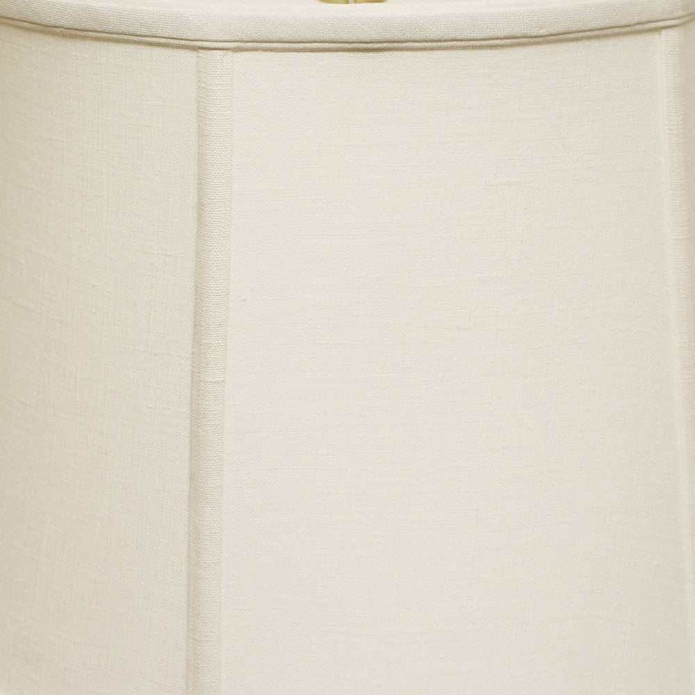 17" White Throwback Drum Linen Lampshade