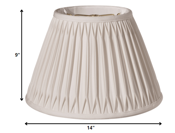 14" Cream Slanted Bell Smocked Paperback Shantung Lampshade