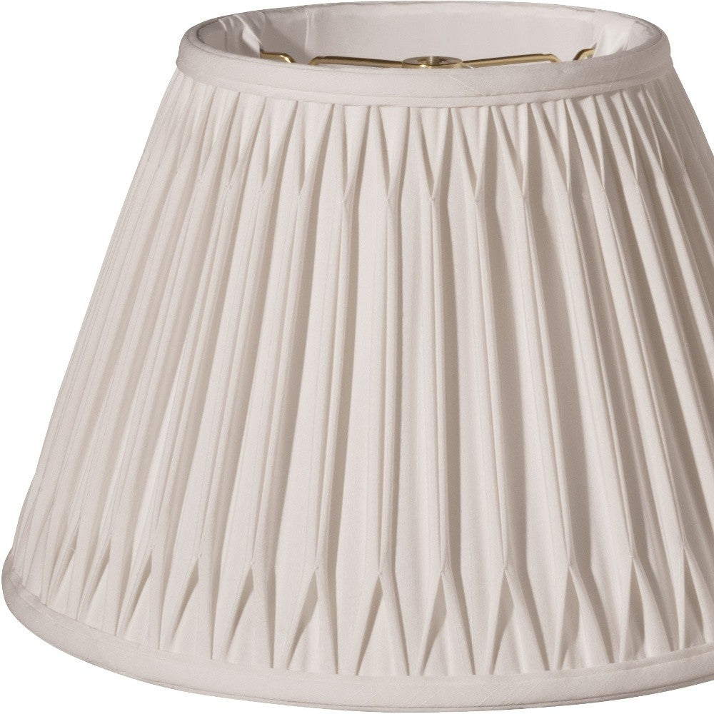 16" Cream Slanted Bell Smocked Paperback Shantung Lampshade