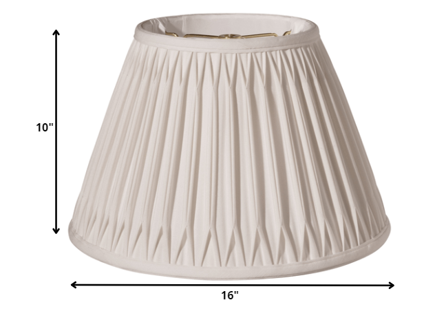 16" Cream Slanted Bell Smocked Paperback Shantung Lampshade