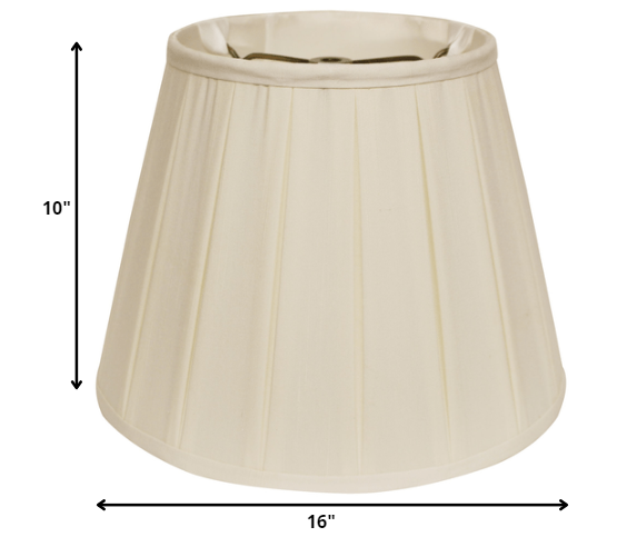 16" Ivory Slanted Crimped Box Shantung Lampshade