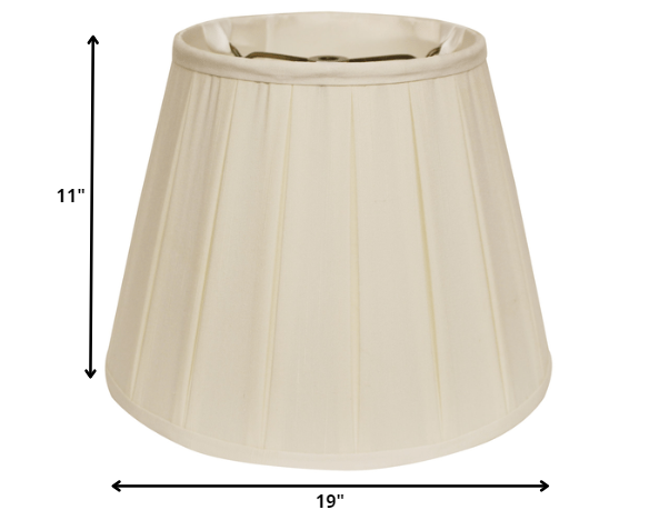 19" Ivory Slanted Crimped Box Shantung Lampshade