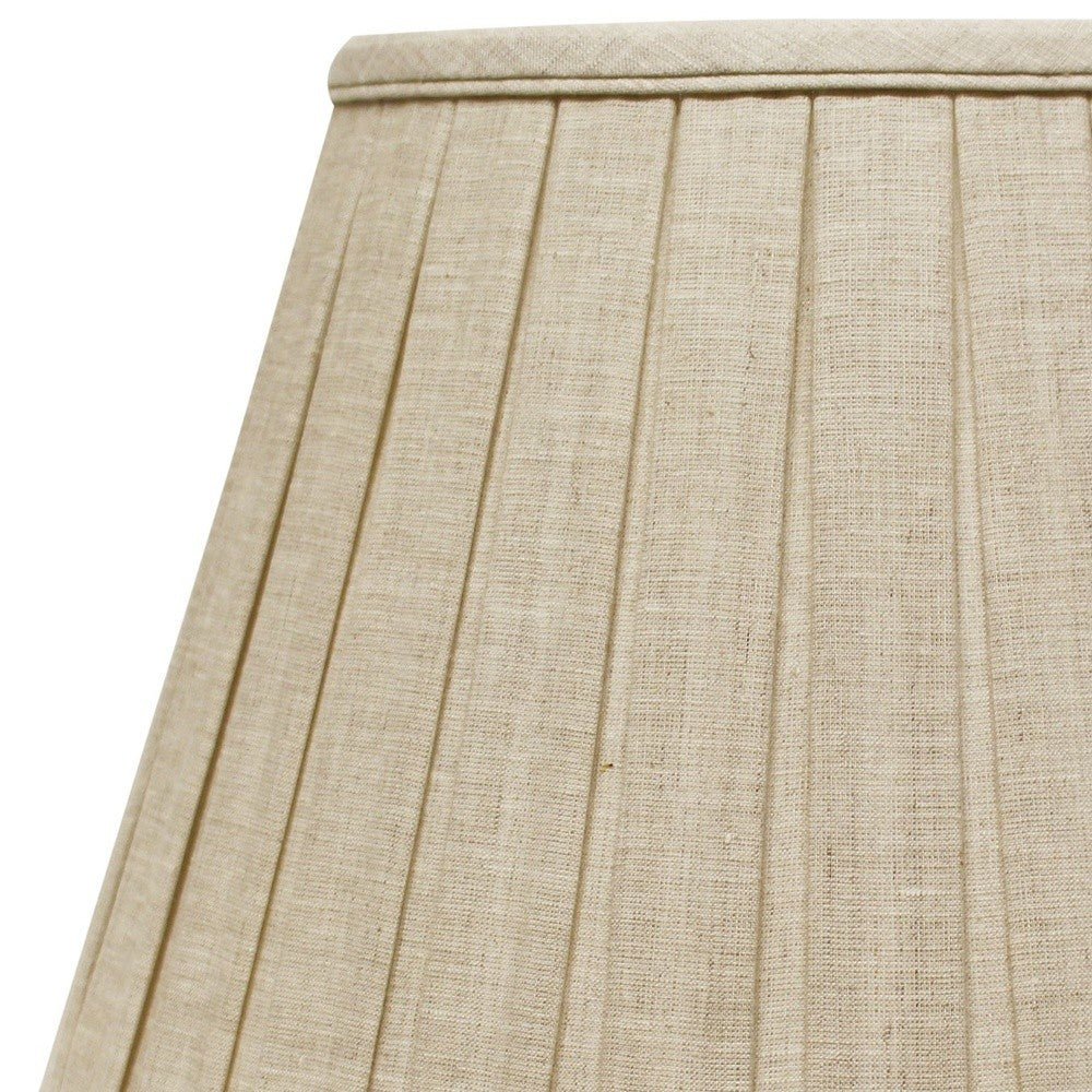 14" Cream Slanted Paperback Linen Lampshade with Box Pleat