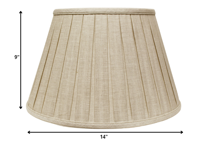 14" Cream Slanted Paperback Linen Lampshade with Box Pleat