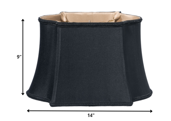 14" Black with Bronze Lining Premium Oblong Shantung Lampshade