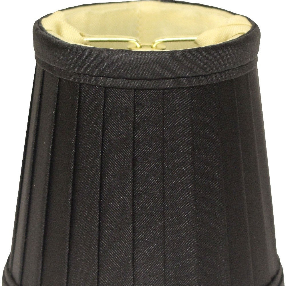 4" Black and Gold of 6 Slanted Pleat Chandelier Silk Lampshades