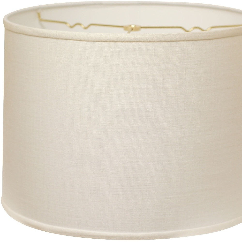 14" White Throwback Drum Linen Lampshade