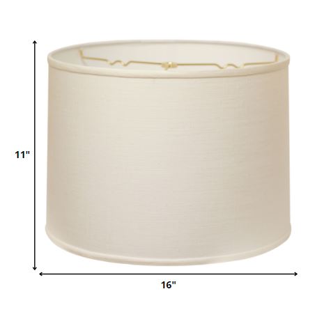 16" White Throwback Drum Linen Lampshade