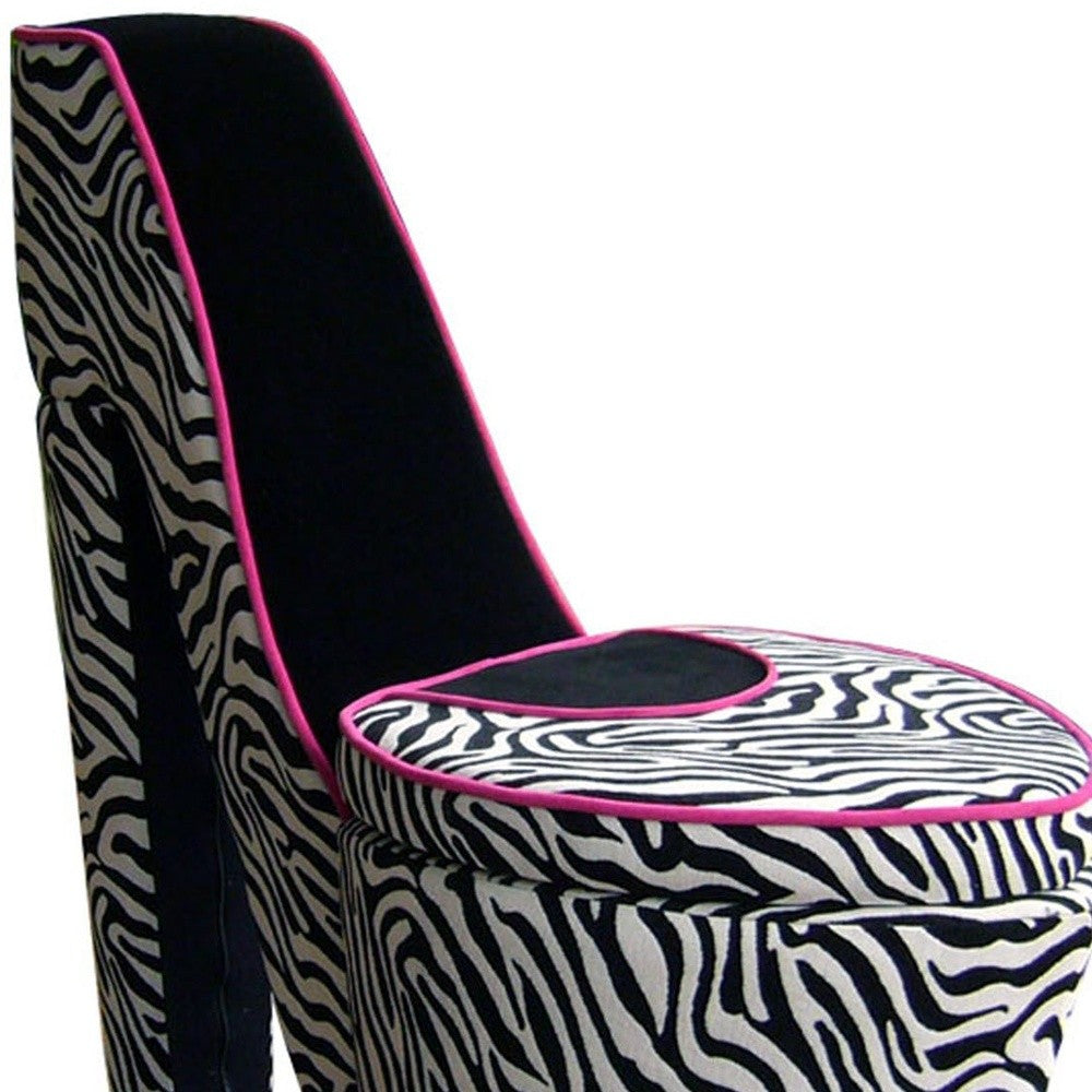 32" Red And Black Faux Suede Animal Print Side Chair