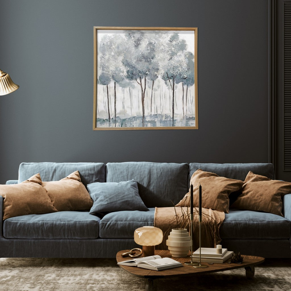 Modern All Over Blue Gray Forrest Canvas Wall Art