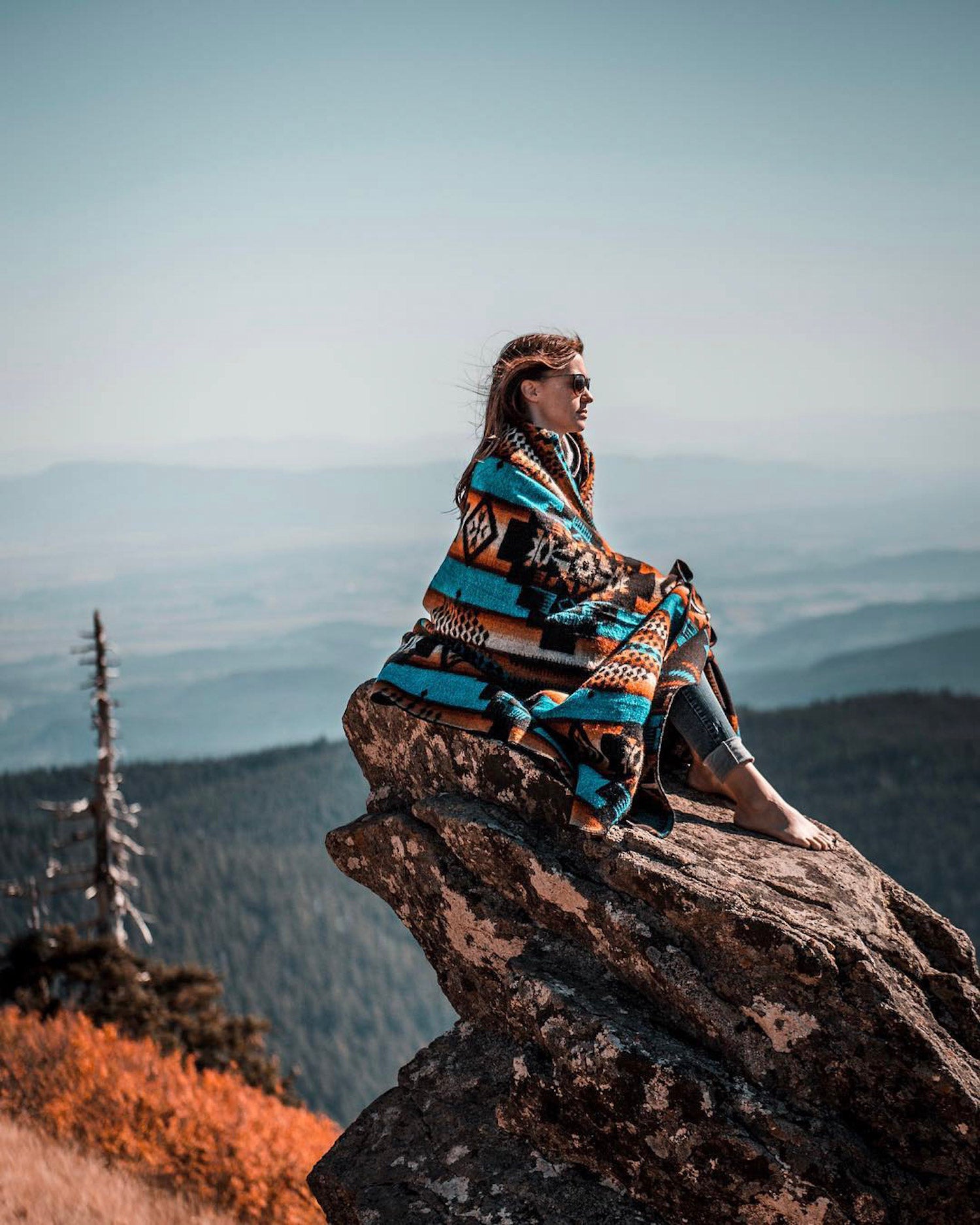 Sunset Tribal Print Throw Blanket