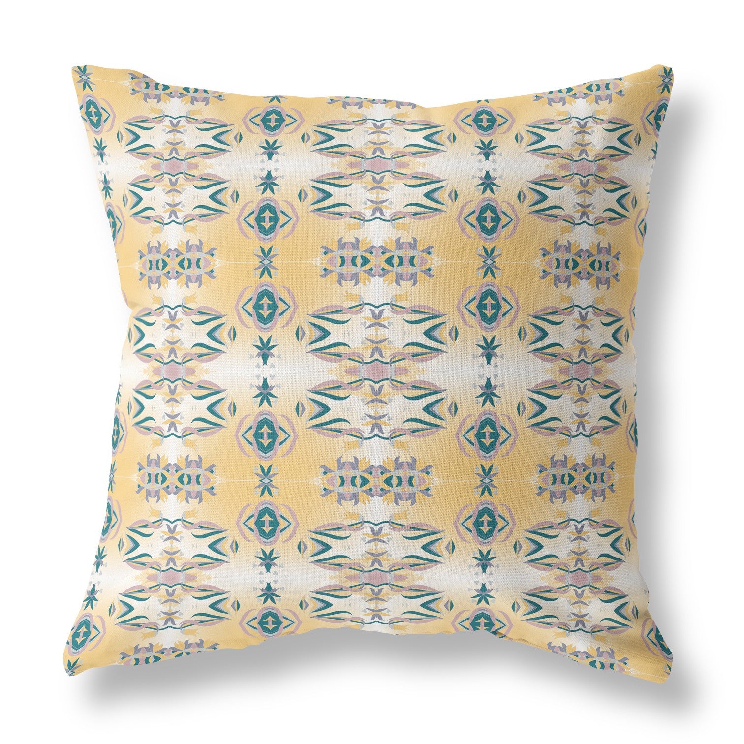 20" X 20" White And Yellow Broadcloth Floral Throw Pillow