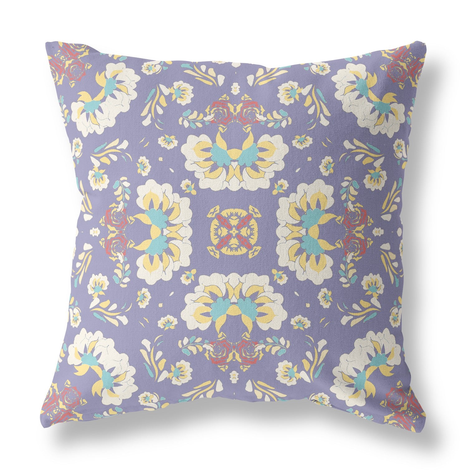 20" X 20" Purple Broadcloth Floral Throw Pillow